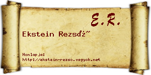 Ekstein Rezső névjegykártya